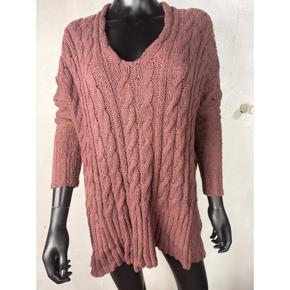 Free people tunic size Xs brown/mocha color 3/4 sleeve Pullover Crochet - Picture 3 of 13